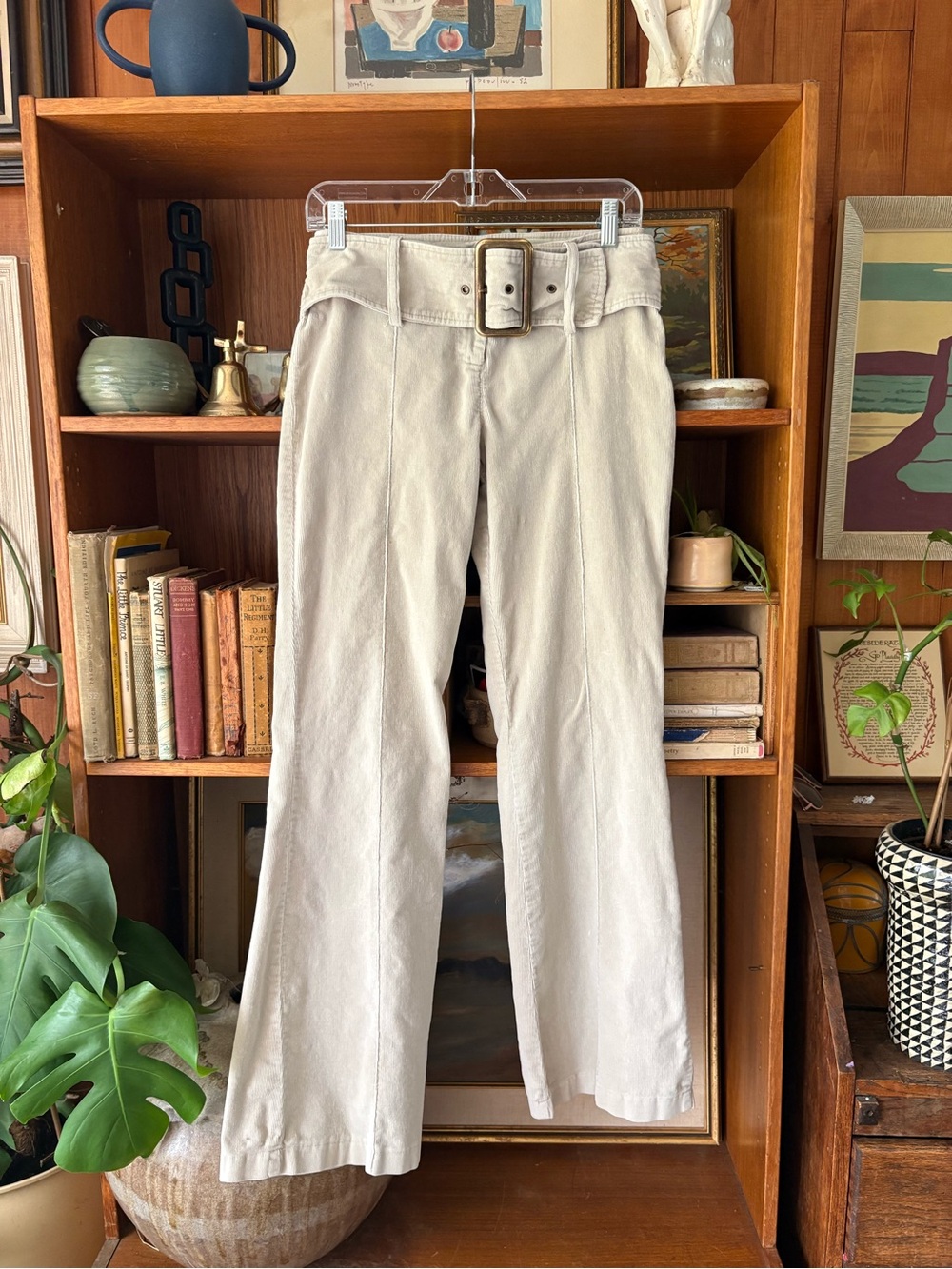 Y2K Downtown Girl Belted Corduroy  Flares Santa Barbara M